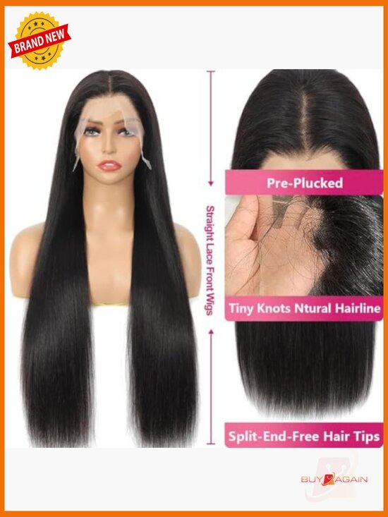 30 Inch 13x6 Lace Front Wig 100% Virgin Human Hair Pre Plucked HD Lace Natural main image 5